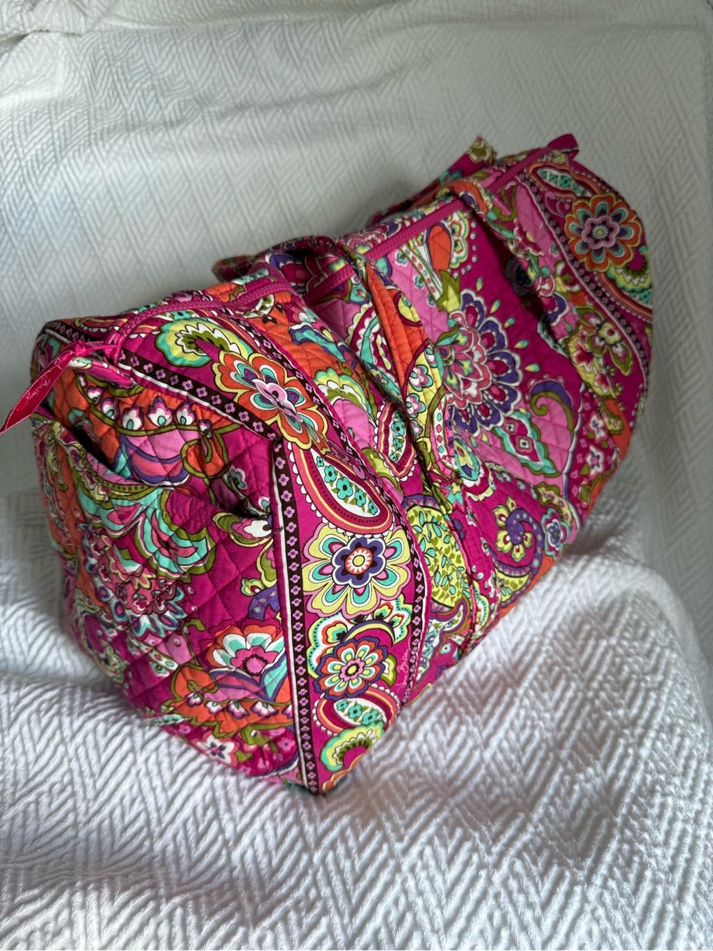 Vera Bradley "Pink Swirls" paisley design large original duffle